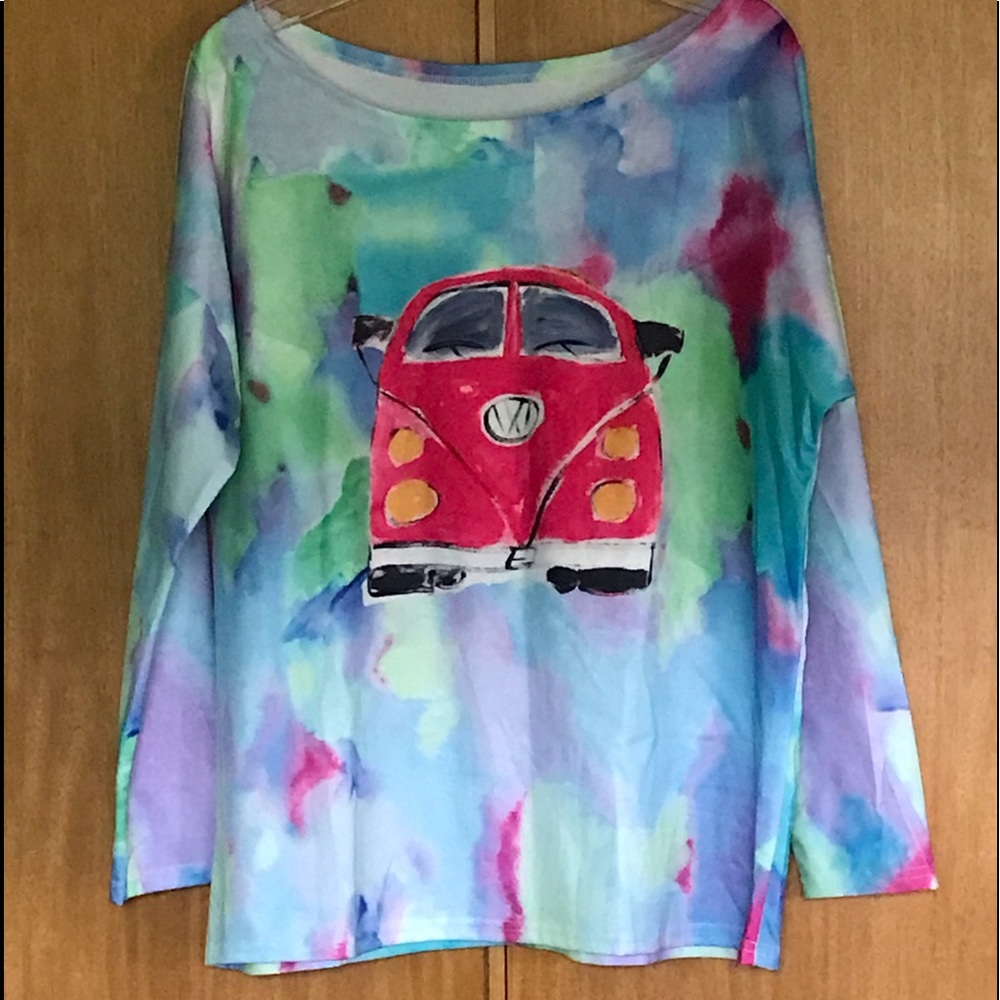 Mikilon Tie-Dye Car Graphic T-shirt